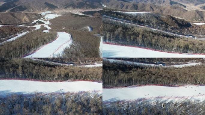 航拍内蒙古美林谷滑雪场