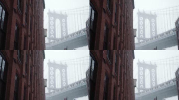 布鲁克林大桥的雪瑞雪纷飞雪景冬天小雪大雪