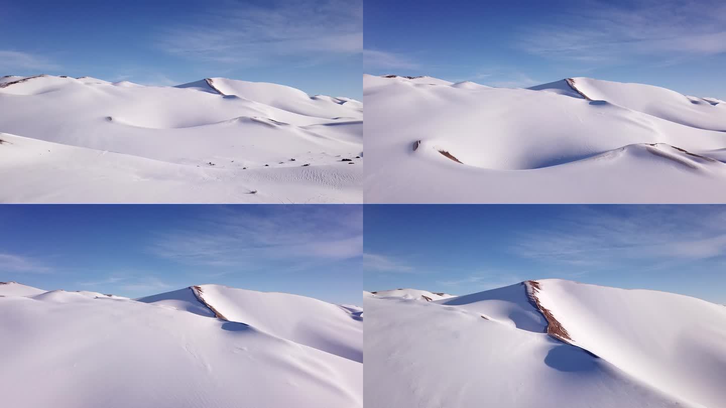 航拍4k高清沙漠雪景短视频素材