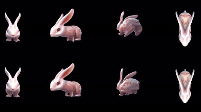 四组兔子奔跑
