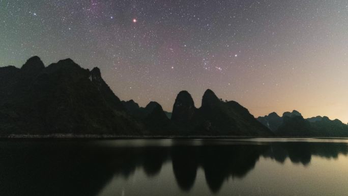 广西大龙湖冬季银河星空延时