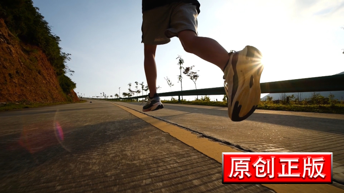 跑步脚步特写慢动作人物奔跑锻炼训练