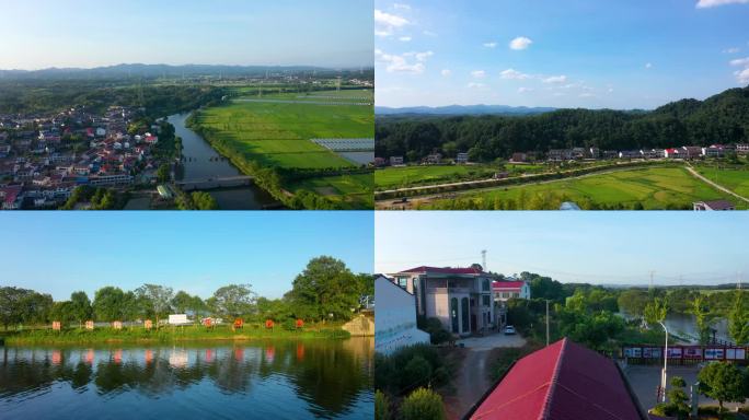 航拍浏阳市沙市镇秧田村