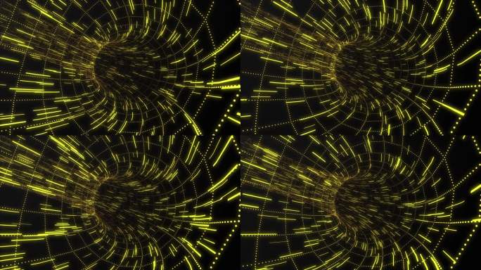 技术线框隧道未来3D虫洞网格。大数据可视化。3D渲染可循环背景