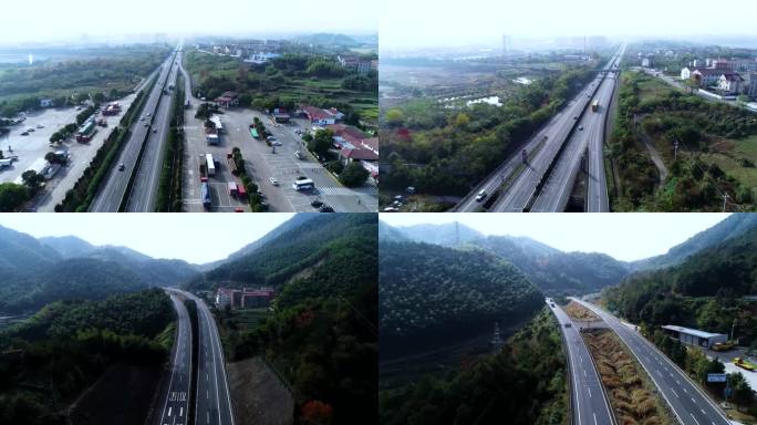 4K航拍天台山高速公路视频合集