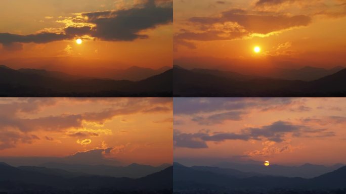 山上日落延时傍晚天空夕阳延时太阳下山延时