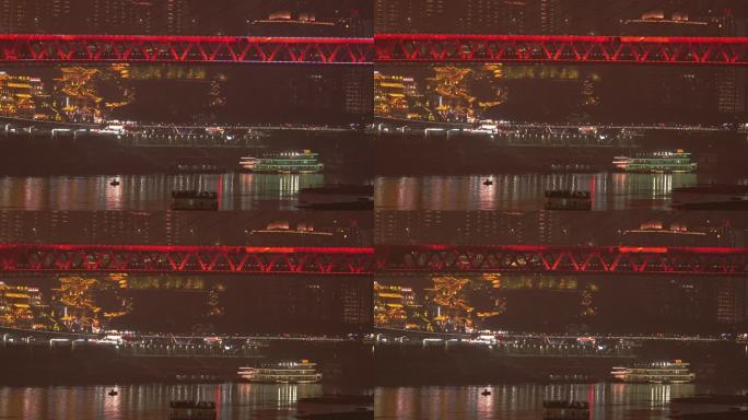 轻轨驶过千厮门长江大桥