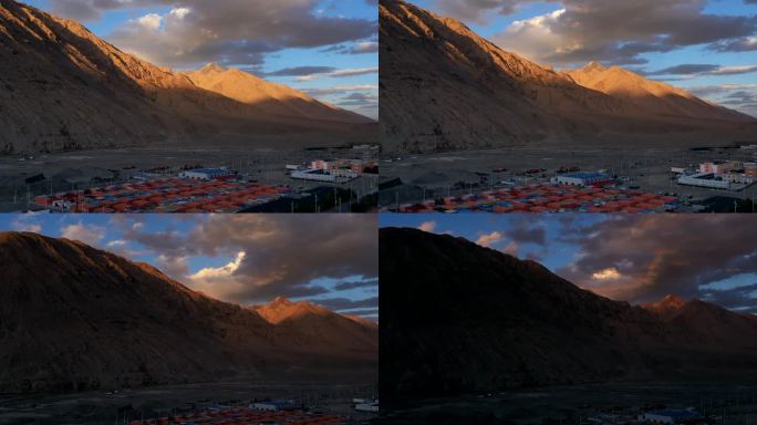 航拍新疆昆仑山口峡谷边塞赛图拉镇延时3