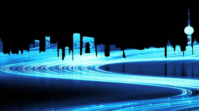 建筑蓝色粒子流动科技金融城市动态元素背景