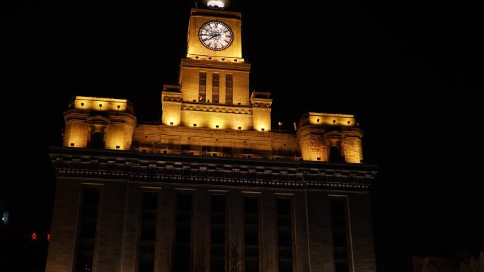 外滩海关大楼夜景 万国建筑 移动延时摄影