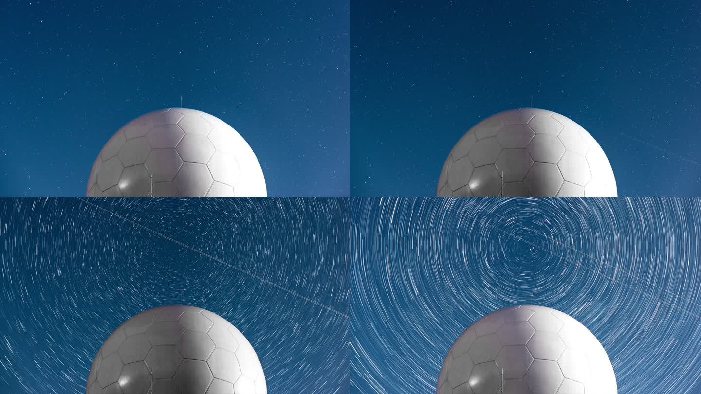 雷达圆顶天文观测六边形雷达圆顶星轨
