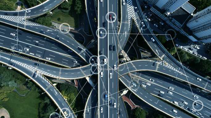 未来智能交通航拍十字路口车辆智慧引导