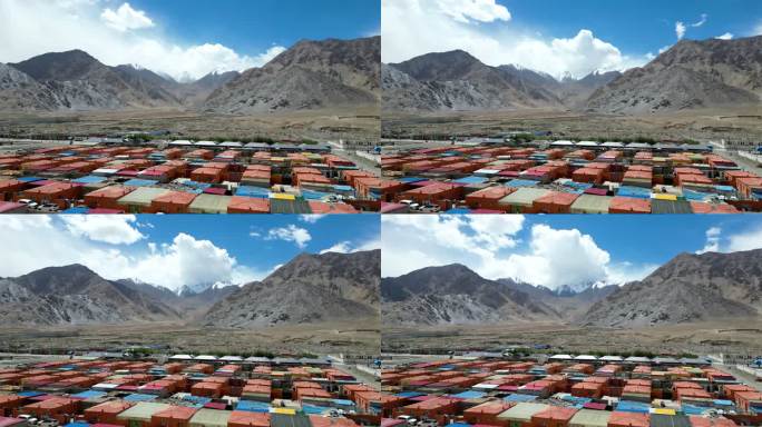 4K航拍新疆昆仑山口峡谷边塞赛图拉镇延时