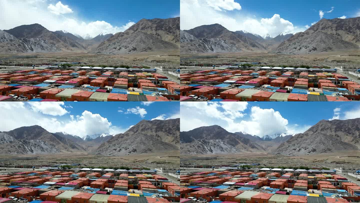 4K航拍新疆昆仑山口峡谷边塞赛图拉镇延时