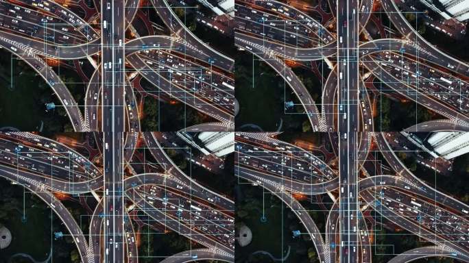 未来智能交通网格线条合成未来建筑科技数字