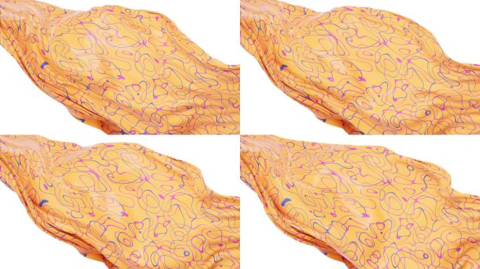 飘舞流动的花纹布料3D渲染
