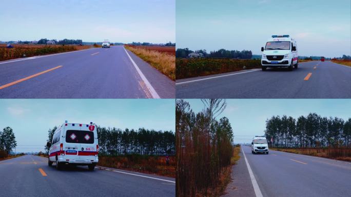 道路上疾驰的救护车