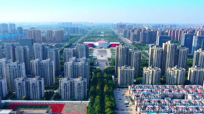 高清4k航拍  许昌城区中轴线