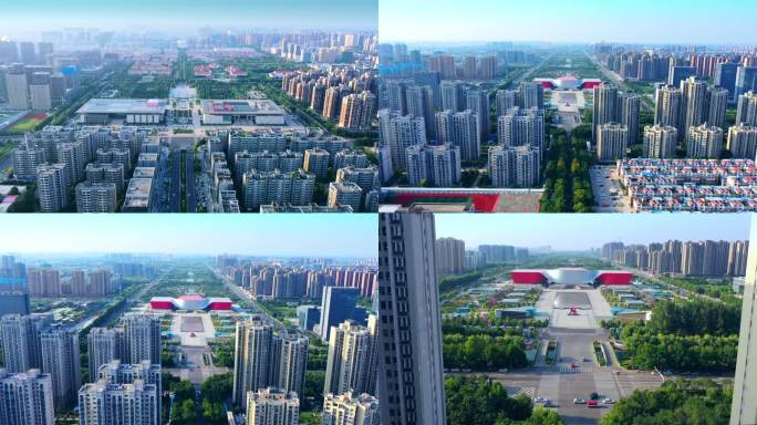 高清4k航拍  许昌城区中轴线