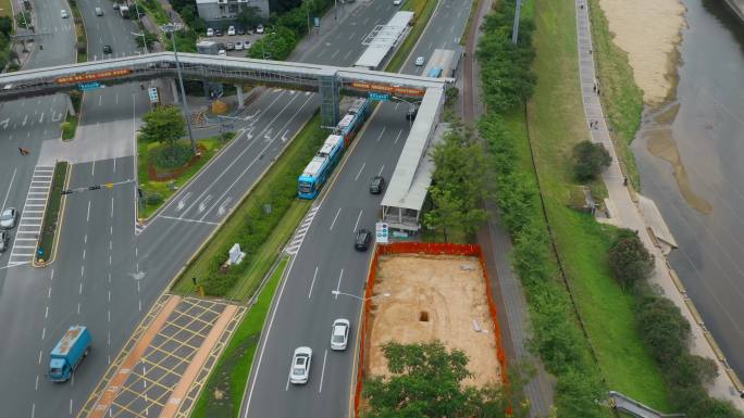 深圳交通视频龙华清湖轨道交通有轨电车弯道