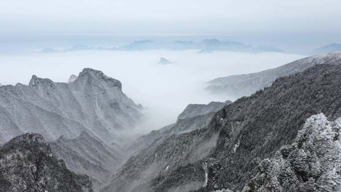 神农架雪景航拍4K