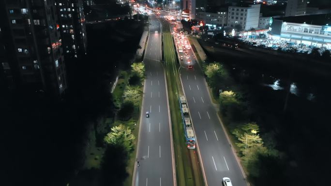 深圳旅游交通视频深圳龙华有轨电车夜景