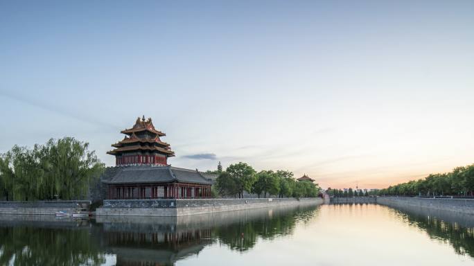中国北京紫禁城的延时日落