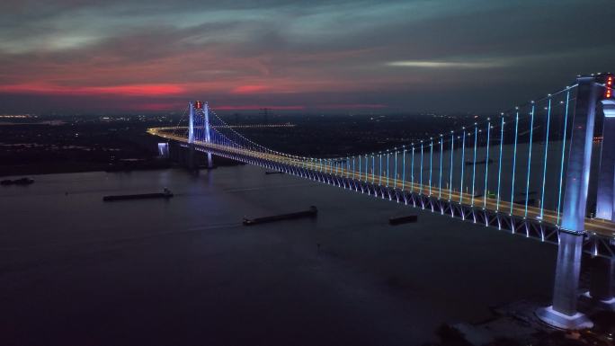 五峰山长江大桥4k夜景航拍