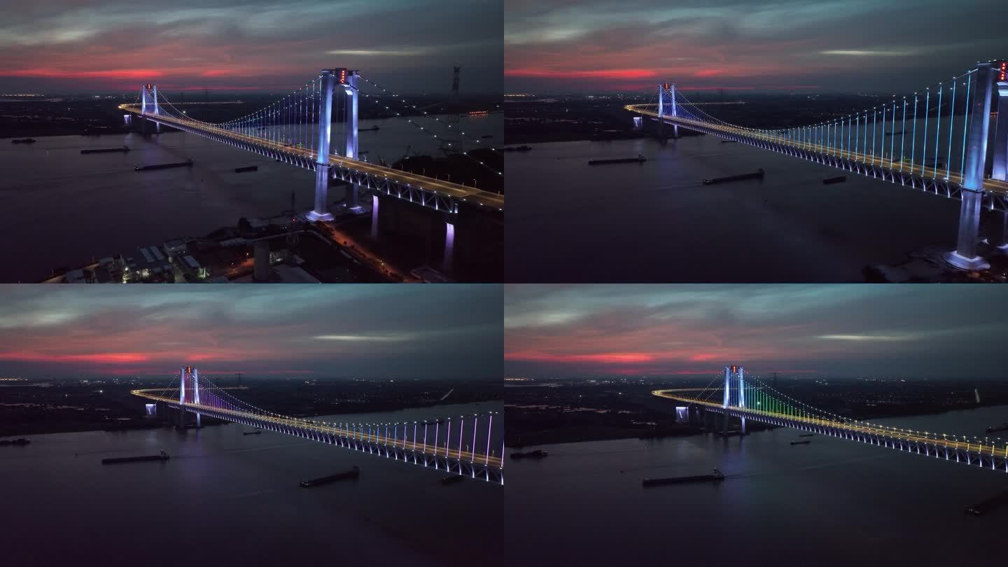 五峰山长江大桥4k夜景航拍