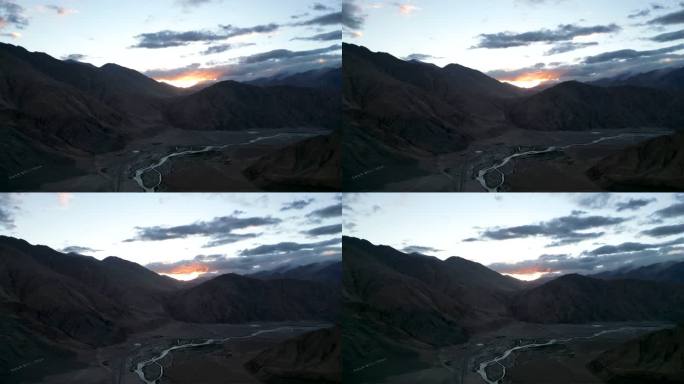 4K航拍新疆昆仑山口峡谷日出晨曦延时
