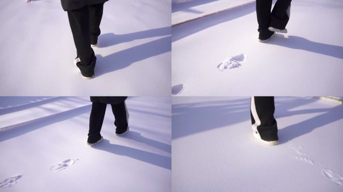 雪地 脚步 脚印 雪地行走 雪中行走
