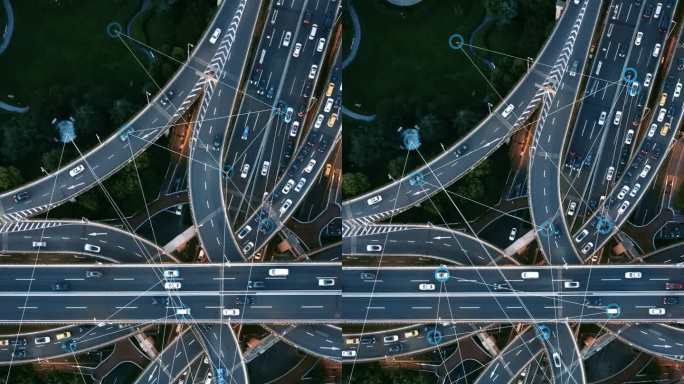 未来智能交通智慧交通立交桥车流穿梭点线连