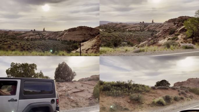 在国家公园的拱门中行驶公共通道自然景观西南干旱沙漠中的拱门和户外活动4K视频系列