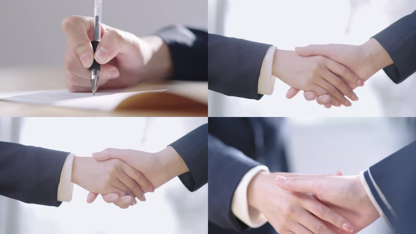 握手 签字 交接合同  签约 商务签约