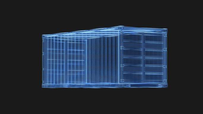 工业集装箱全息影像循环动画3D渲染