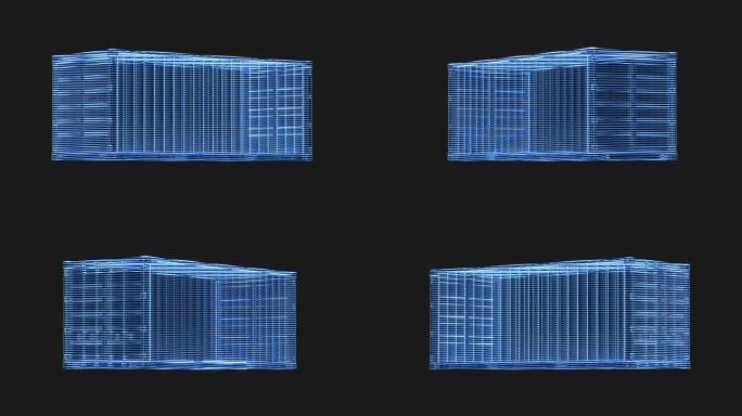 工业集装箱全息影像循环动画3D渲染