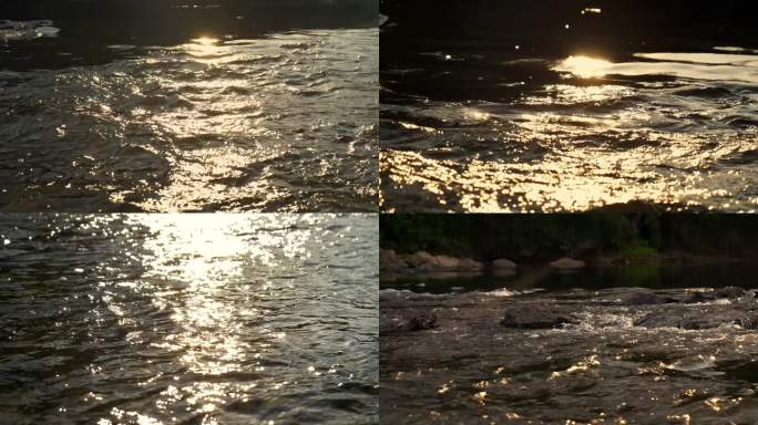 黄昏自然美景河流流水波光粼粼