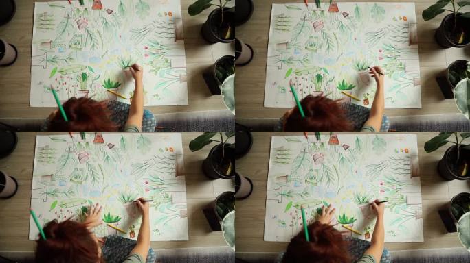 不同植物上的海报儿童简笔画画绿色
