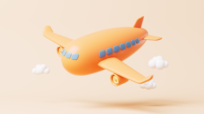 卡通飞机模型循环动画3D渲染