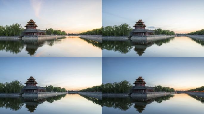 中国北京紫禁城的延时日落
