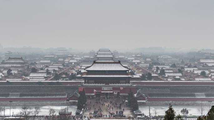 T/L MS HA ZI冬季紫禁城高角度视图/中国北京