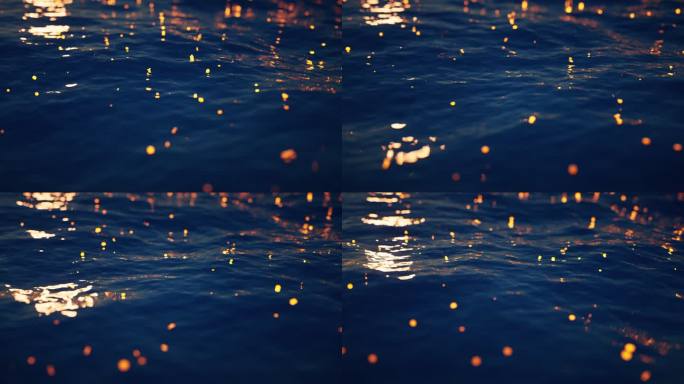 水面与发光粒子循环动画3D渲染