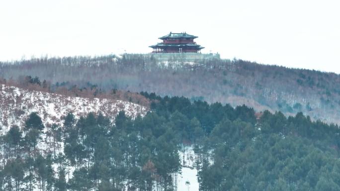 航拍抚远市 东明寺