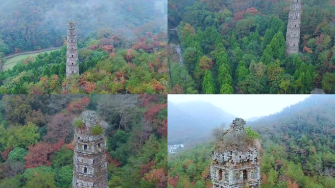 4K航拍天台山国清寺千年隋塔视频合集