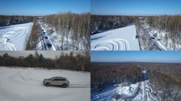 汽车 行驶 雪地 下雪