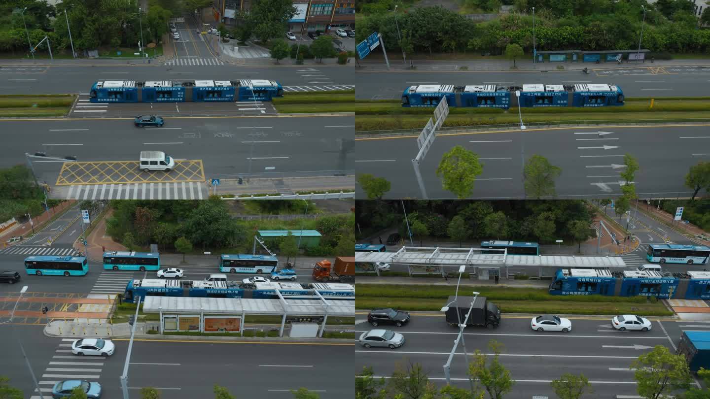 深圳交通视频龙华清湖轨道交通有轨电车航拍