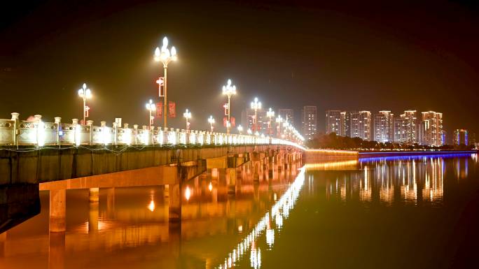 忙碌生活节奏城市街道夜景青衣江大桥夜色