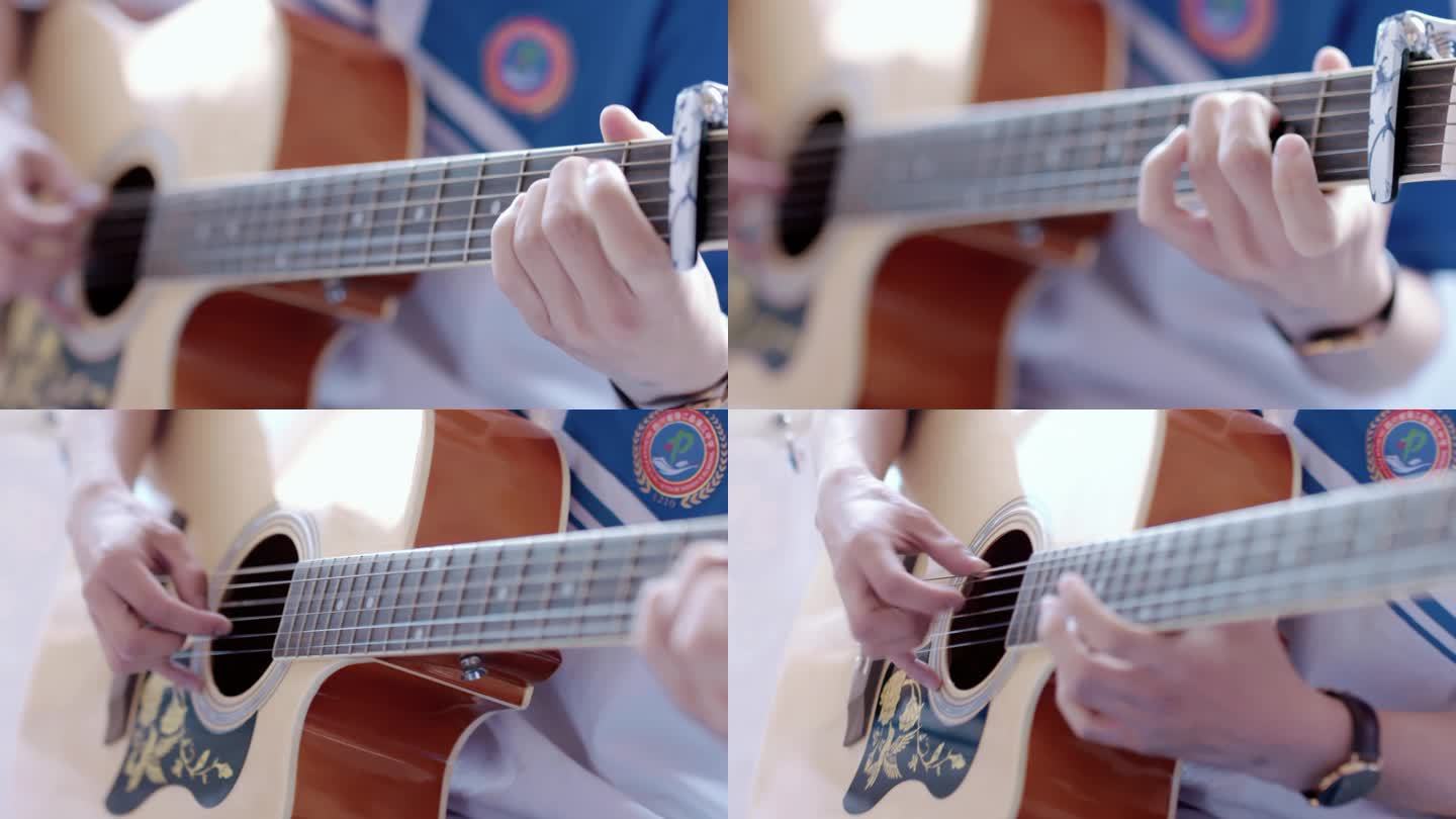 【4K】高中男生弹吉他练习吉他