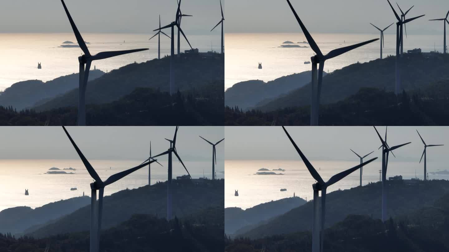 原创 福州连江县海边风力发电航拍景观