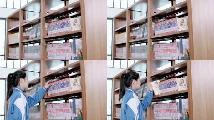 【4K】高中女生图书馆看书
